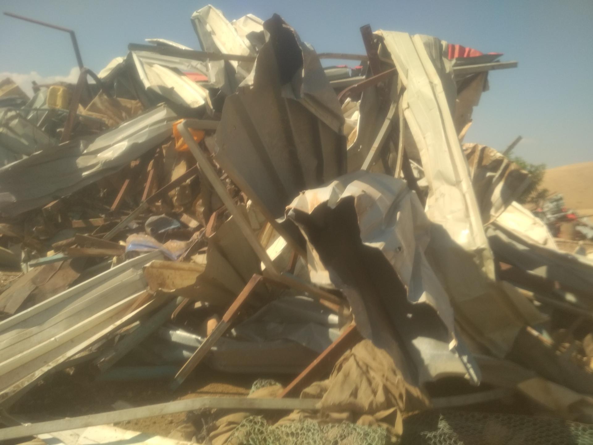 Rubble from demolished buildings in Hadidiya 