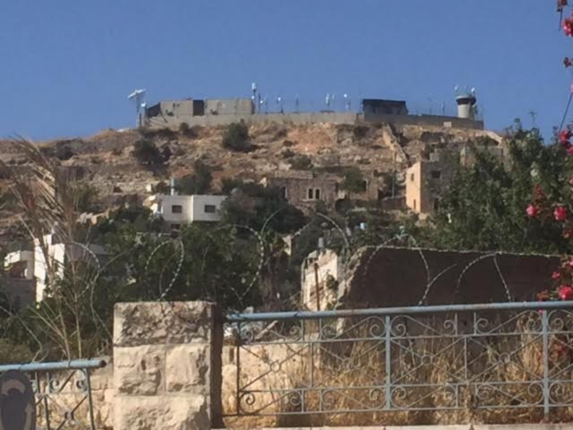 The pillbox and the camp on the hill of Abu Snan neighborhood