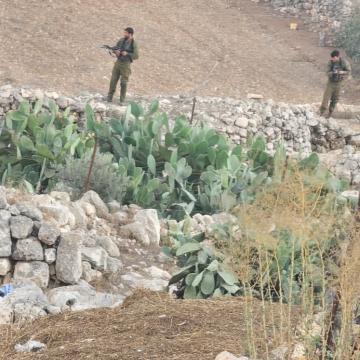 חירבת א-סימיא: חיילים שומרים על הכניסות לכפר 