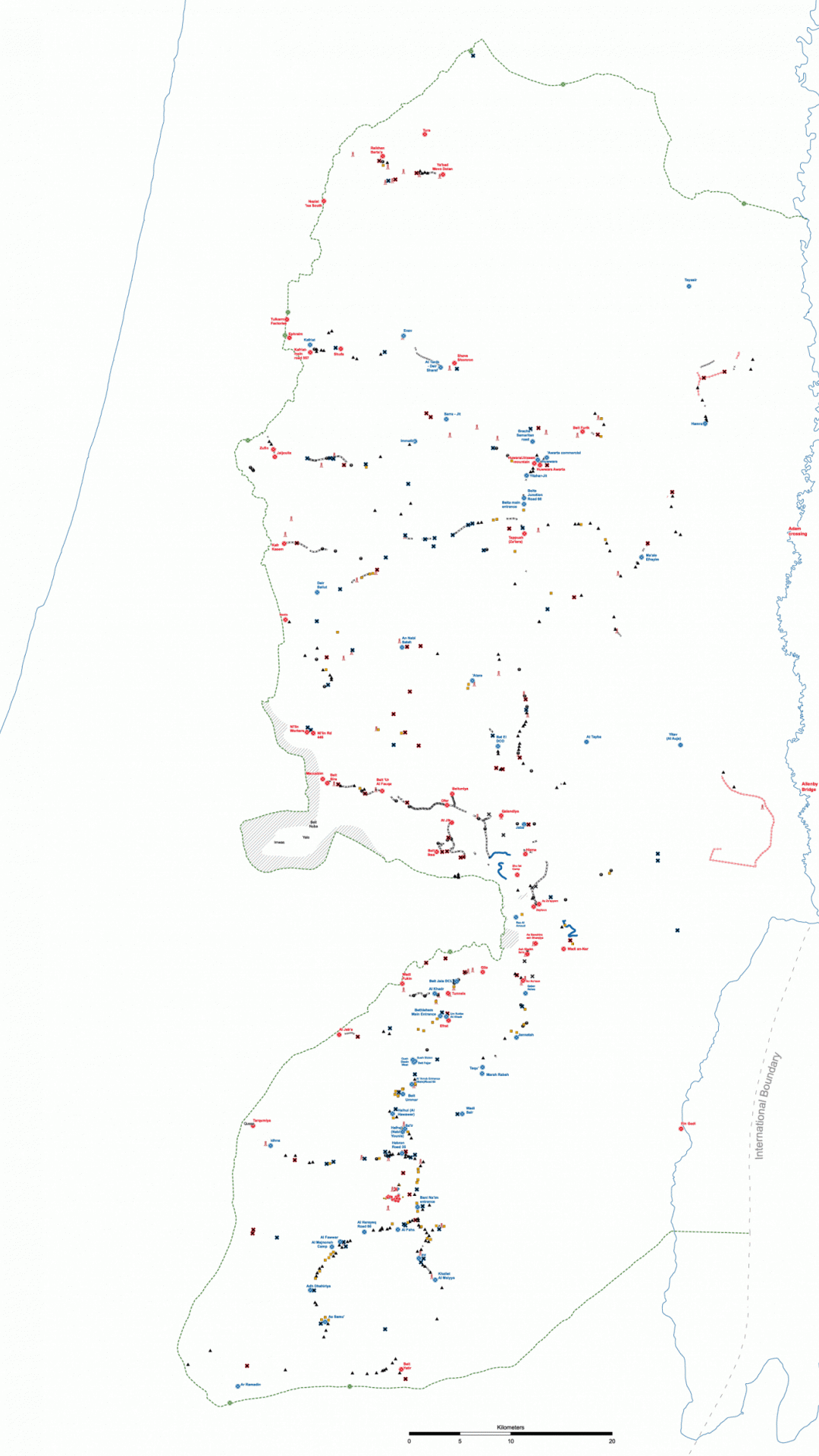 Closure distribution in the West Bank