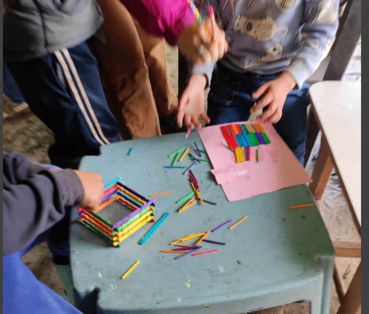 Creative works with children in Farsia, Jordan Valley