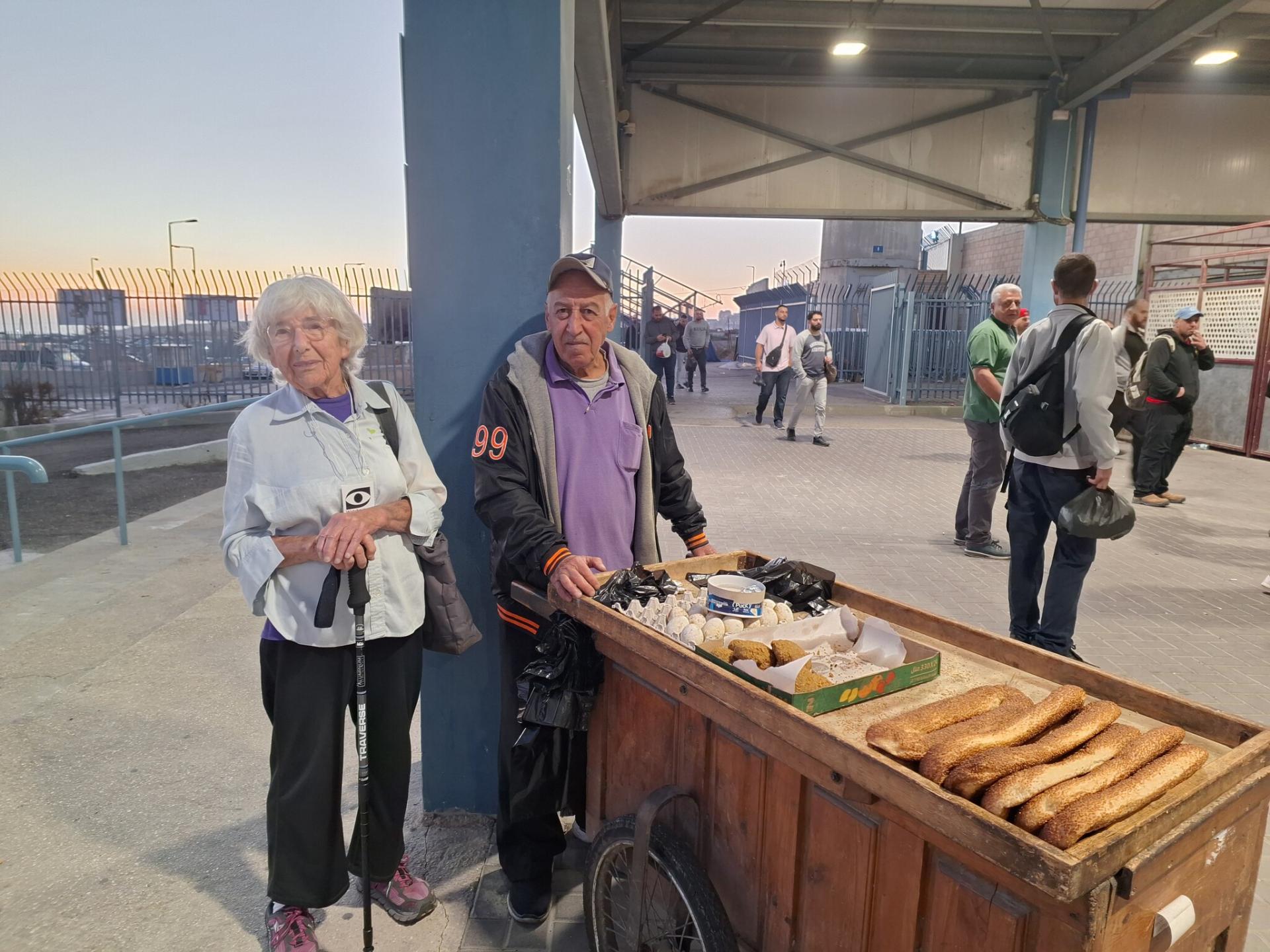 Qalandiya checkpoint: Hana Stein with Abu Ramzi and his cart