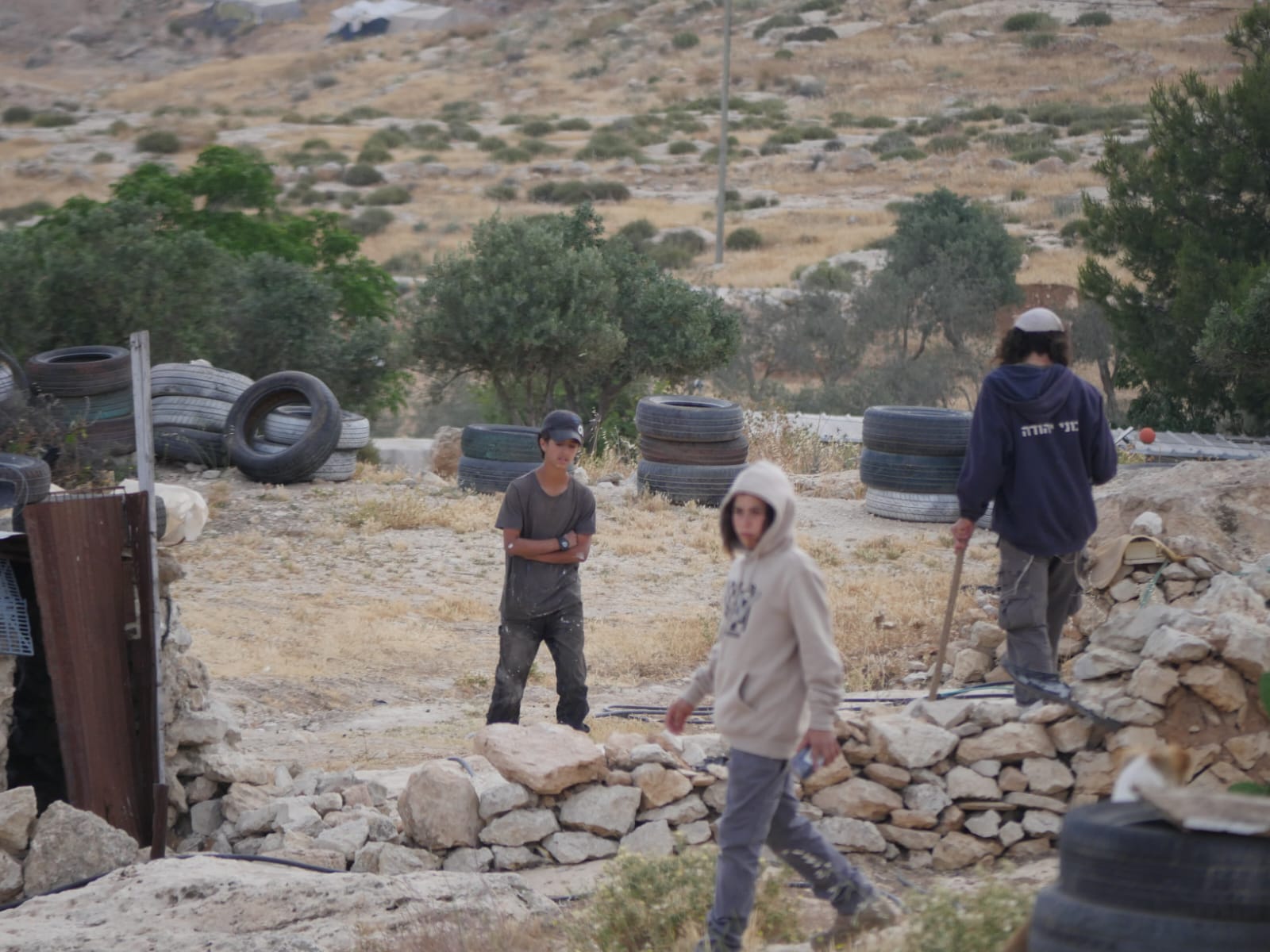 Settlers inside Susiya