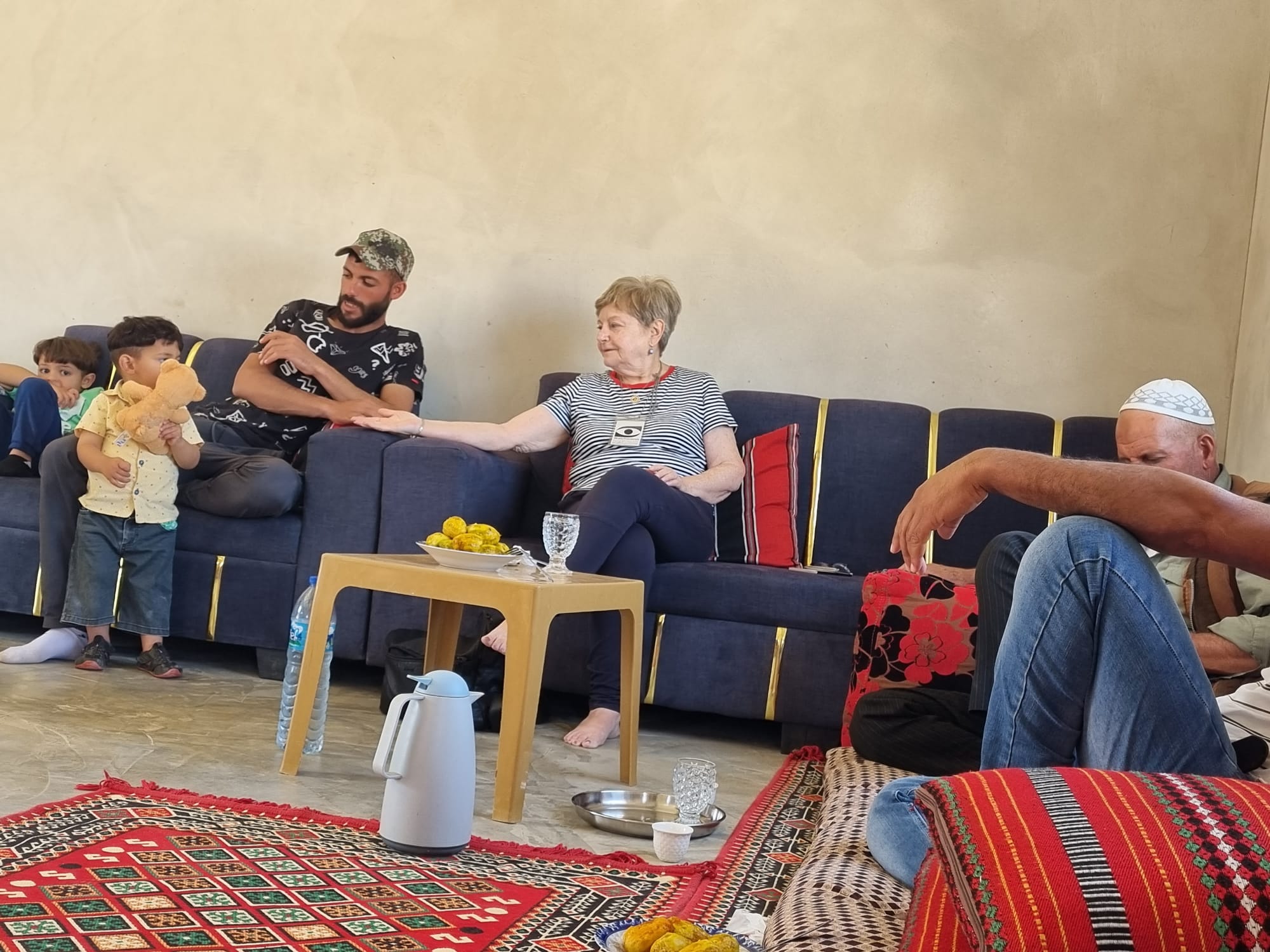 Smadar in the visitors room at Fares' in Shweika
