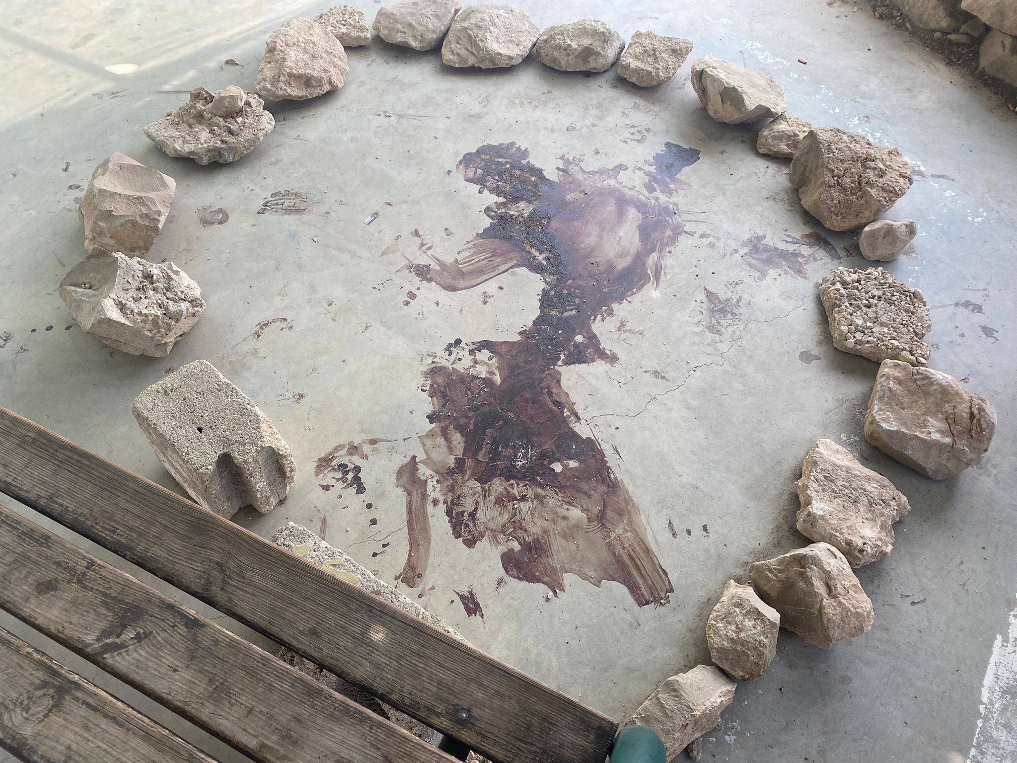 A circle of stones around the blood stain of the late Odeh Adalin 