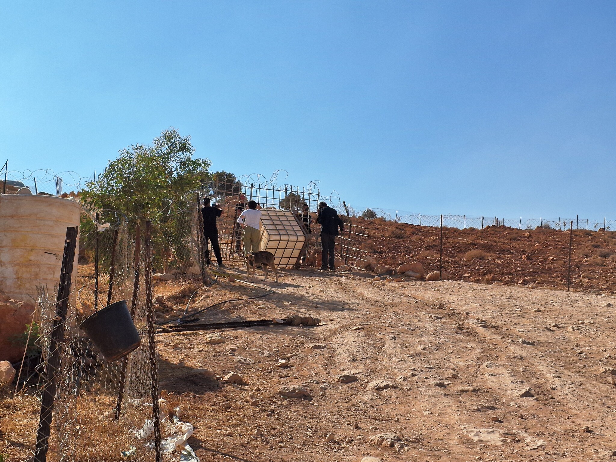 דומא: אריק, ענת ומתנדבת נוספת סמוך לשער מתחם הבדואים 