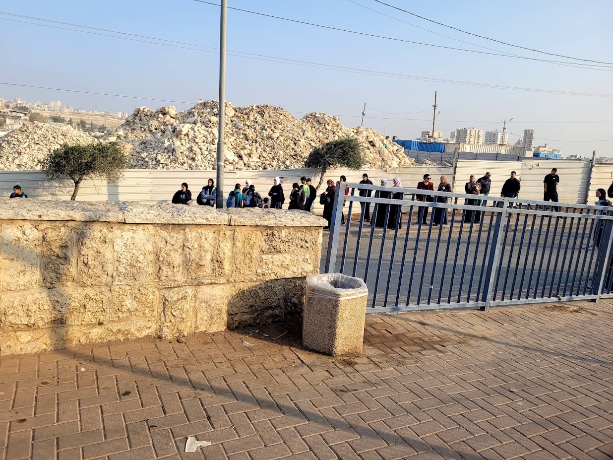 Olive checkpoint: Waiting for the bus to Jerusalem at 7:30 in the morning