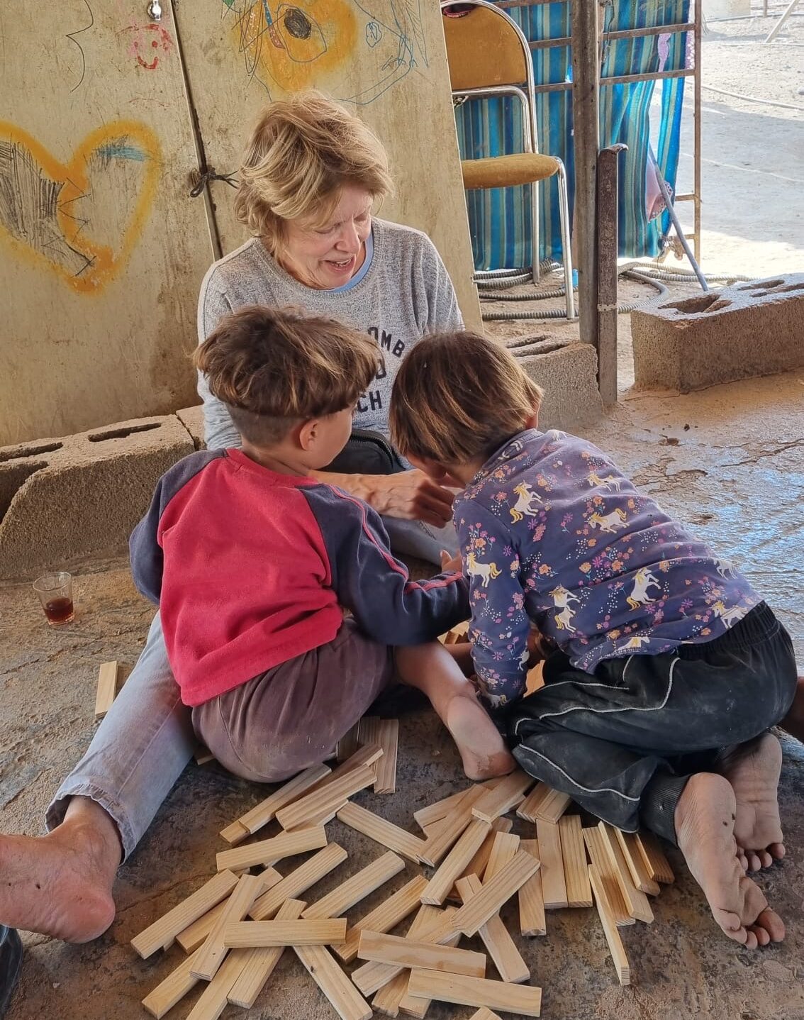 Farsiya, Jordan Valley - Playing with children
