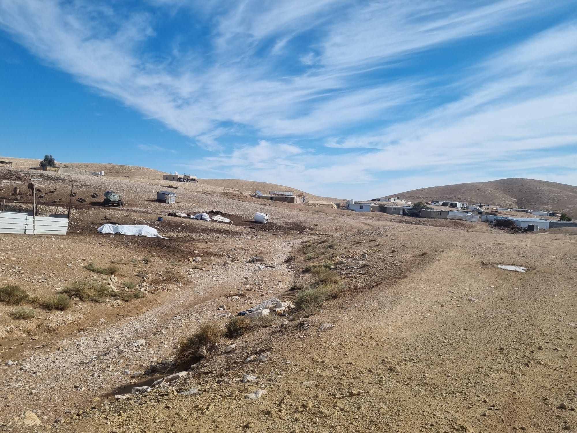 The scattered village houses against the desert backdrop. A-Dakaike, Masafer Yatta
