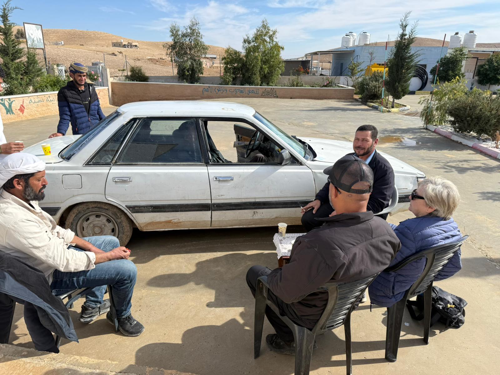 Meeting, accompanied by Nasser Adra from Tuwani, with Muhammad Al-Grab, head of the village of A-Dakaike