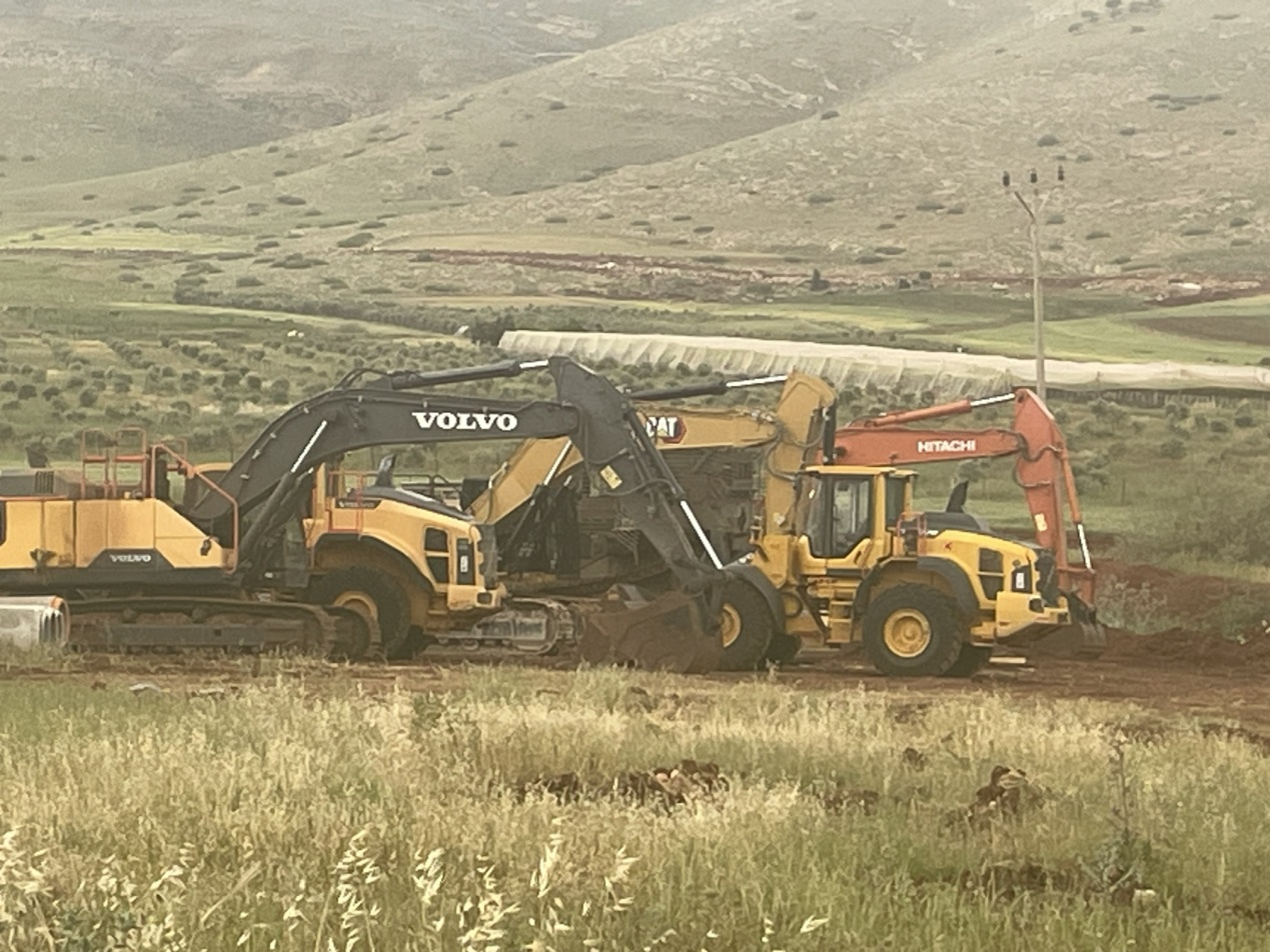 Jordan Valley. Heavy machinery is shut down for Passover