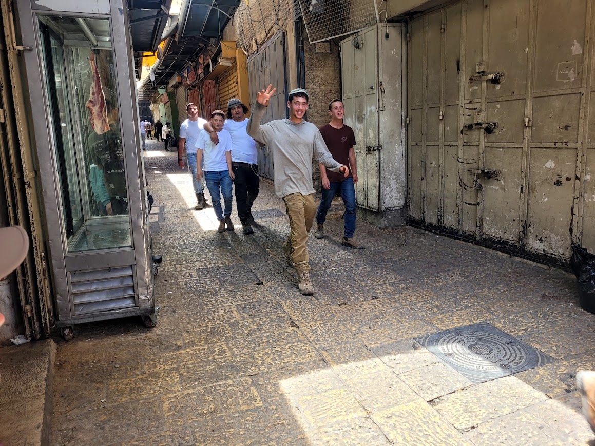 Jerusalem. Giving the middle finger to the "enemy" activists