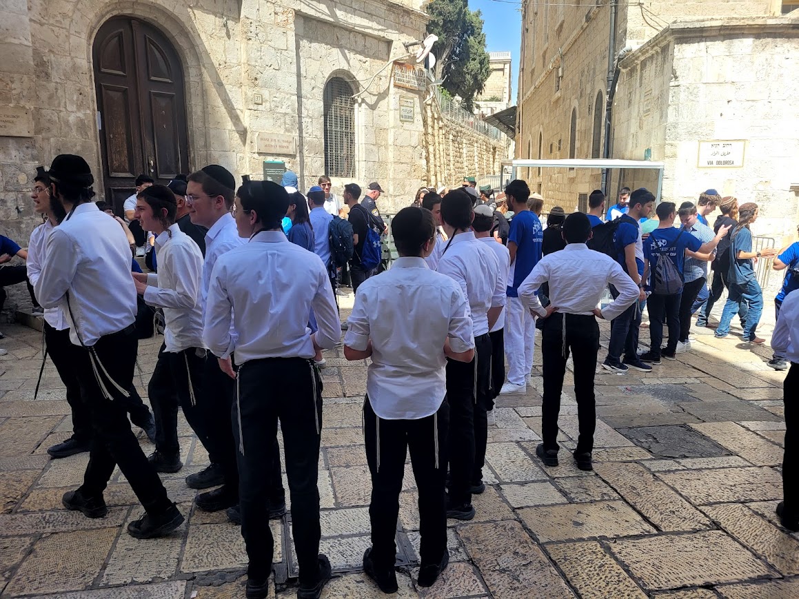 Jerusalem. Yeshiva students are also out on the ground