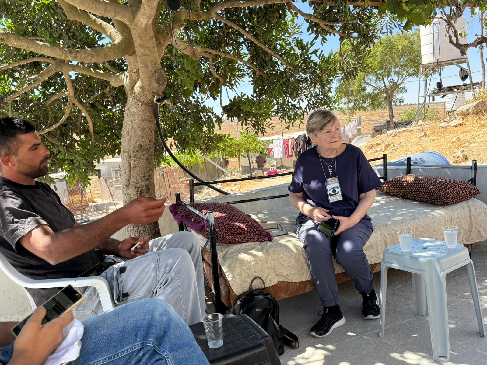 Smadar with the Daramin family in the village of Khirbet al-Kharaba, with Qusai