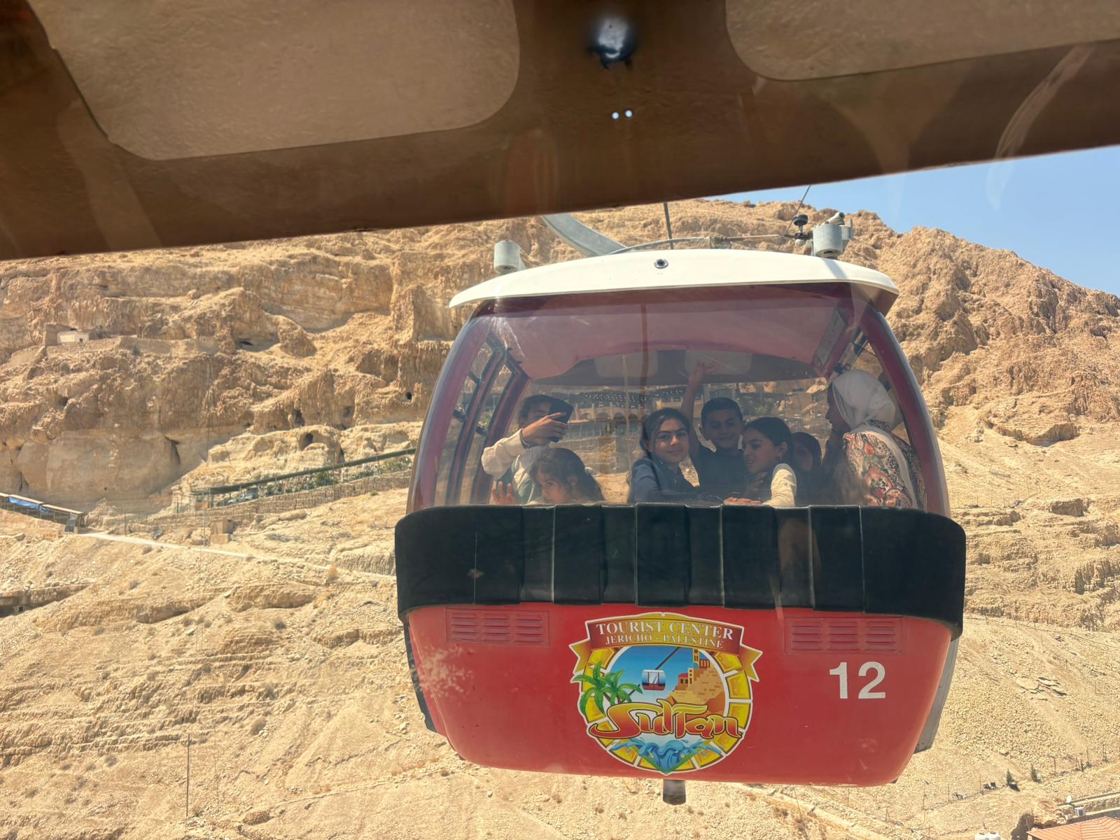Jericho. Taking the cable car to the Qarantal