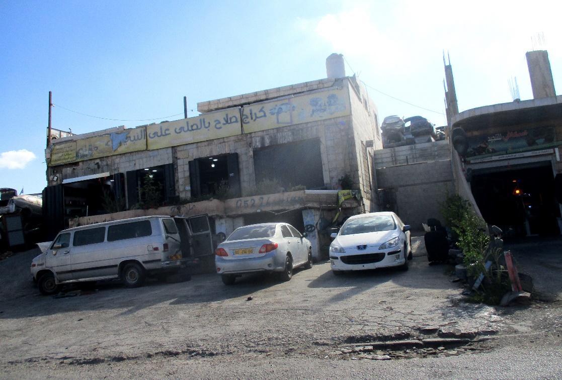 Qalandiya. Buildings near the road leading to Ramallah slated for demolition