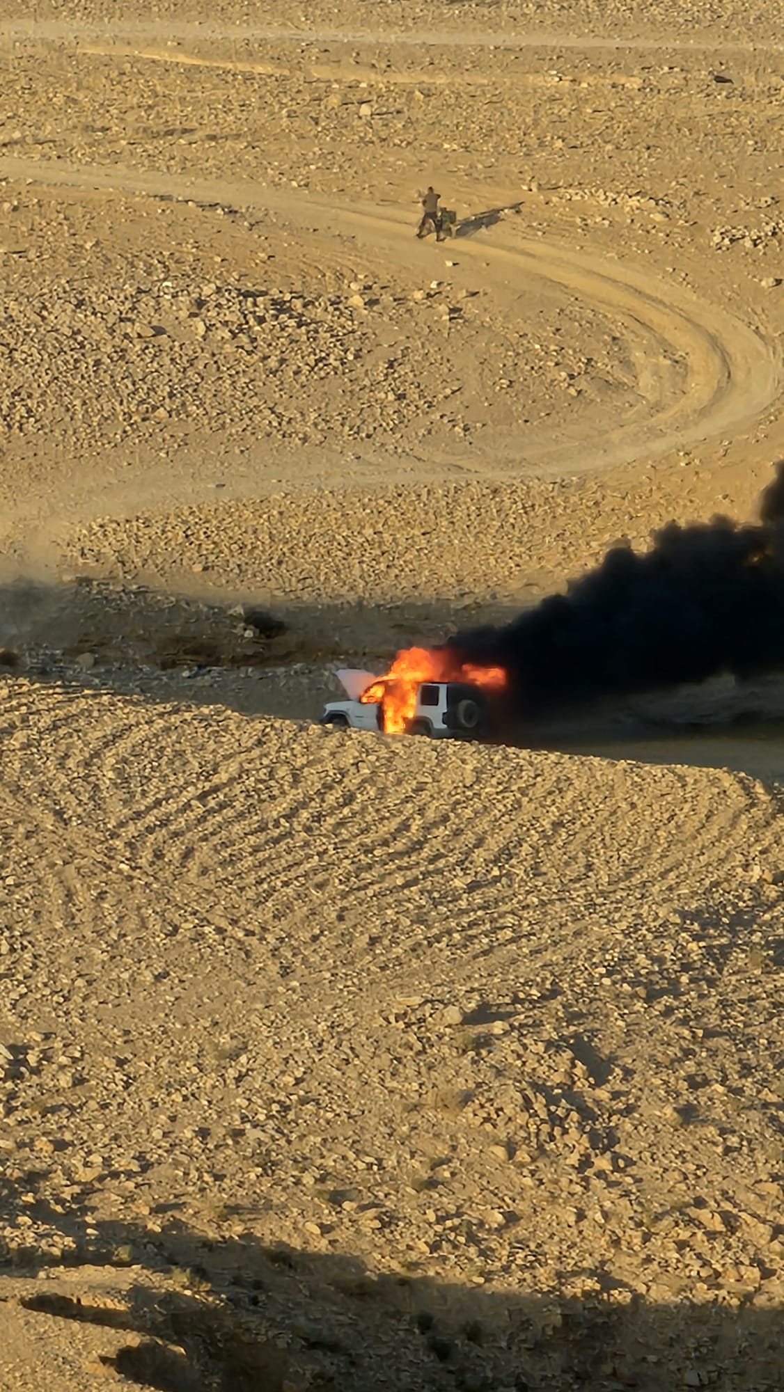 The vehicle of a Yatta resident burned by a settler from Mitzpe Midrag